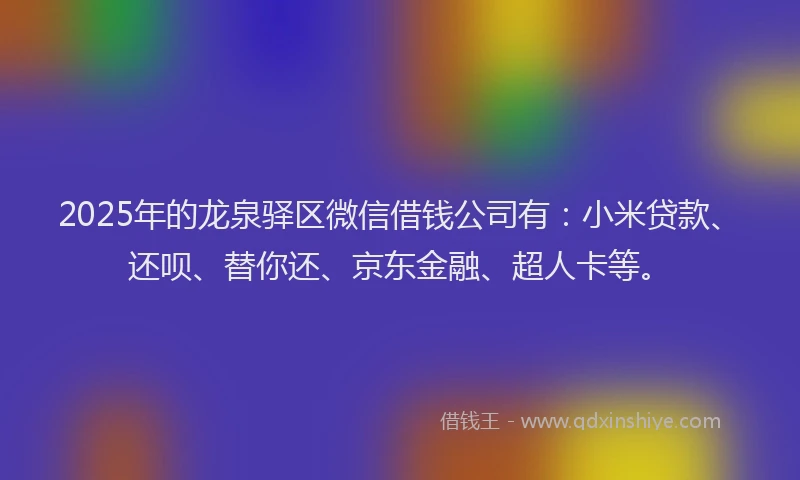 2025年的龙泉驿区微信借钱公司有：小米贷款、还呗、替你还、京东金融、超人卡等。
