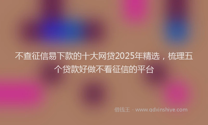 不查征信易下款的十大网贷2025年精选，梳理五个贷款好做不看征信的平台