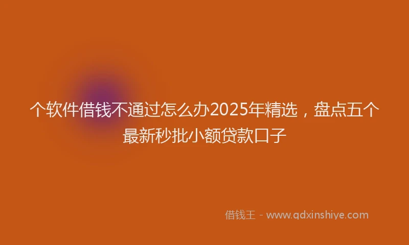 个软件借钱不通过怎么办2025年精选，盘点五个最新秒批小额贷款口子