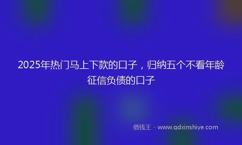 2025年热门马上下款的口子，归纳五个不看年龄征信负债的口子
