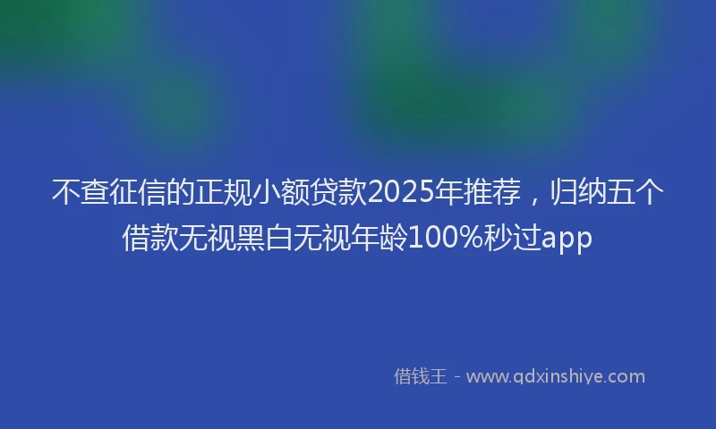 不查征信的正规小额贷款2025年推荐，归纳五个借款无视黑白无视年龄100%秒过app
