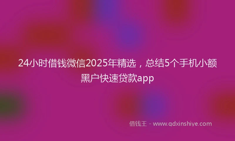 24小时借钱微信2025年精选，总结5个手机小额黑户快速贷款app