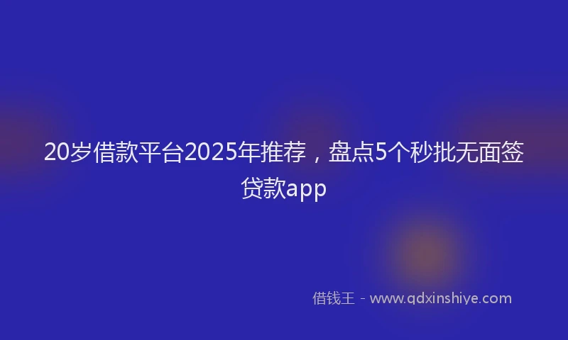 20岁借款平台2025年推荐，盘点5个秒批无面签贷款app