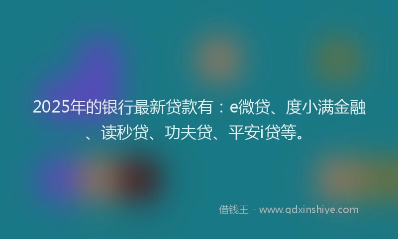 2025年的银行最新贷款有：e微贷、度小满金融、读秒贷、功夫贷、平安i贷等。