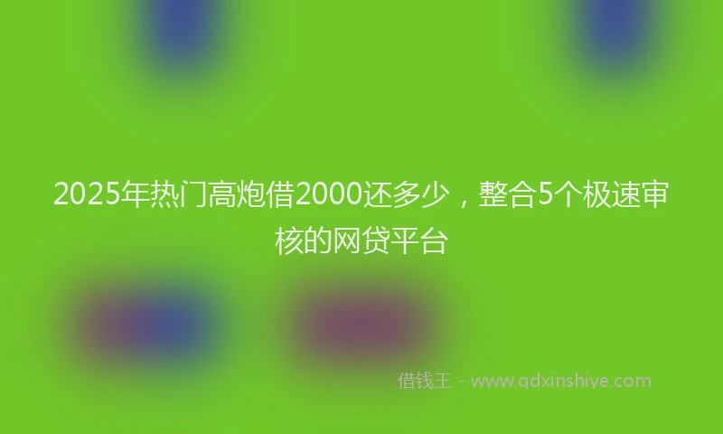 2025年热门高炮借2000还多少，整合5个极速审核的网贷平台