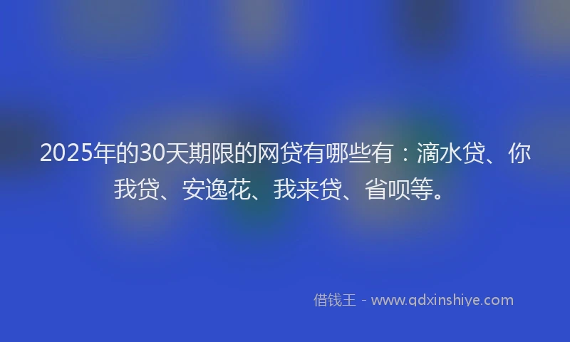 2025年的30天期限的网贷有哪些有：滴水贷、你我贷、安逸花、我来贷、省呗等。