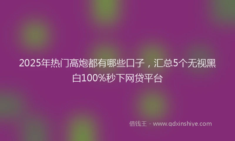 2025年热门高炮都有哪些口子，汇总5个无视黑白100%秒下网贷平台