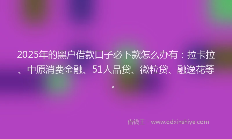 2025年的黑户借款口子必下款怎么办有：拉卡拉、中原消费金融、51人品贷、微粒贷、融逸花等。