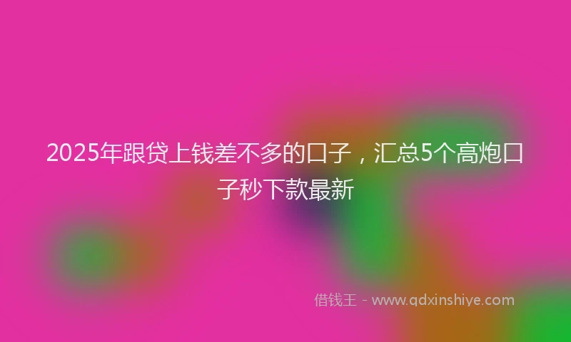 2025年跟贷上钱差不多的口子，汇总5个高炮口子秒下款最新