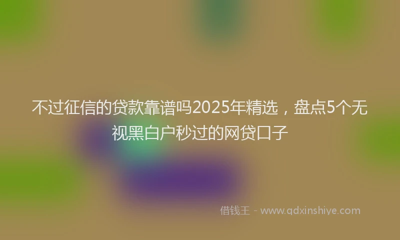 不过征信的贷款靠谱吗2025年精选，盘点5个无视黑白户秒过的网贷口子