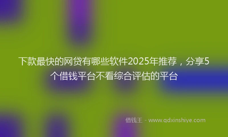 下款最快的网贷有哪些软件2025年推荐，分享5个借钱平台不看综合评估的平台
