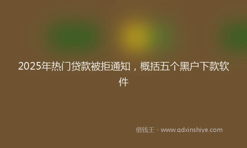 2025年热门贷款被拒通知，概括五个黑户下款软件