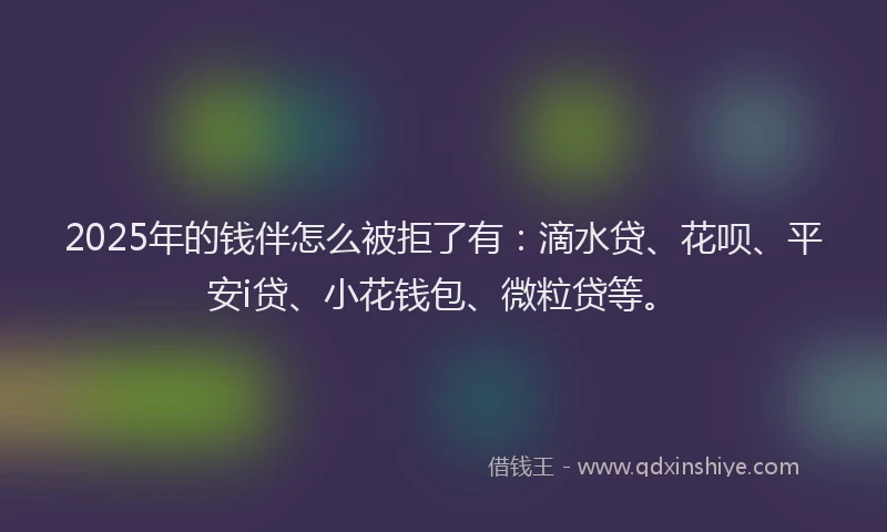 2025年的钱伴怎么被拒了有：滴水贷、花呗、平安i贷、小花钱包、微粒贷等。