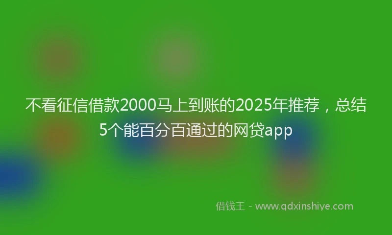 不看征信借款2000马上到账的2025年推荐，总结5个能百分百通过的网贷app
