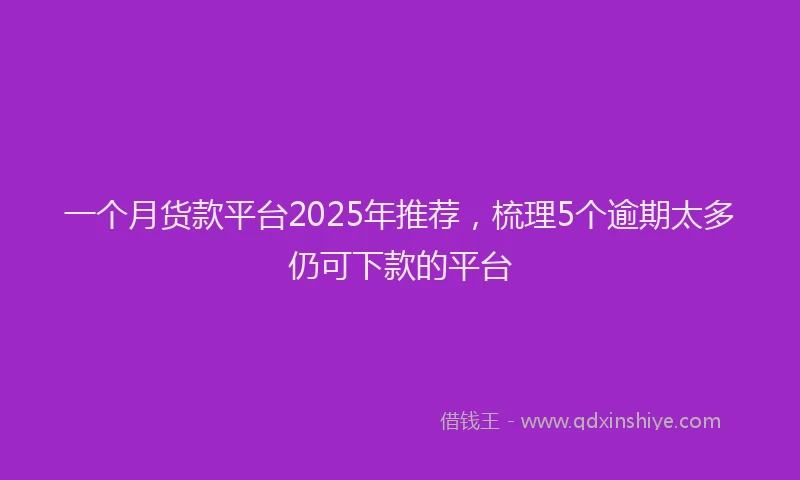 一个月货款平台2025年推荐，梳理5个逾期太多仍可下款的平台