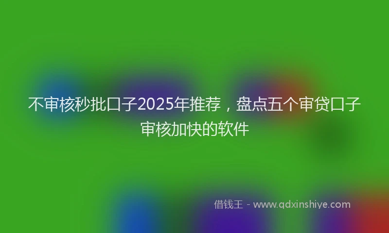不审核秒批口子2025年推荐，盘点五个审贷口子审核加快的软件