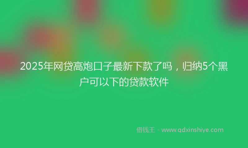 2025年网贷高炮口子最新下款了吗，归纳5个黑户可以下的贷款软件