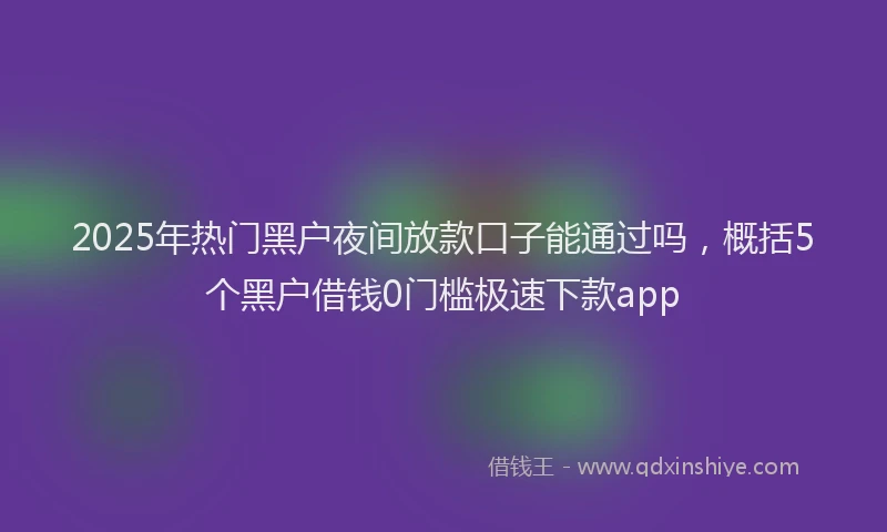 2025年热门黑户夜间放款口子能通过吗，概括5个黑户借钱0门槛极速下款app
