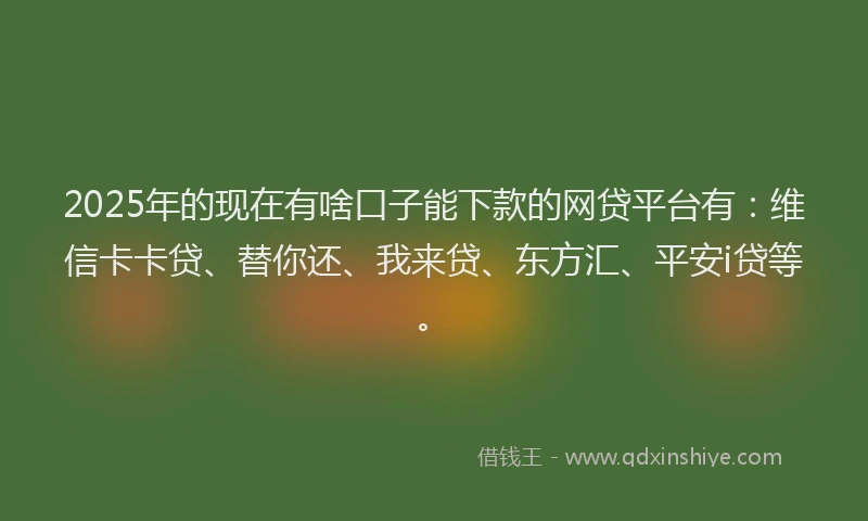 2025年的现在有啥口子能下款的网贷平台有：维信卡卡贷、替你还、我来贷、东方汇、平安i贷等。