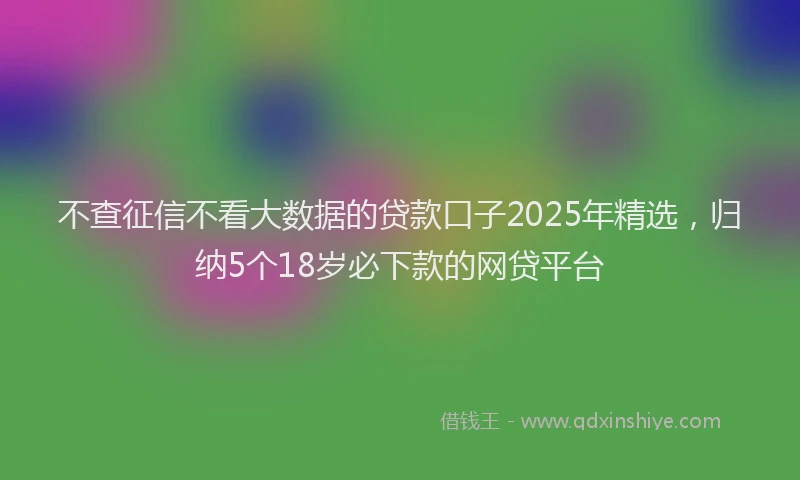不查征信不看大数据的贷款口子2025年精选，归纳5个18岁必下款的网贷平台