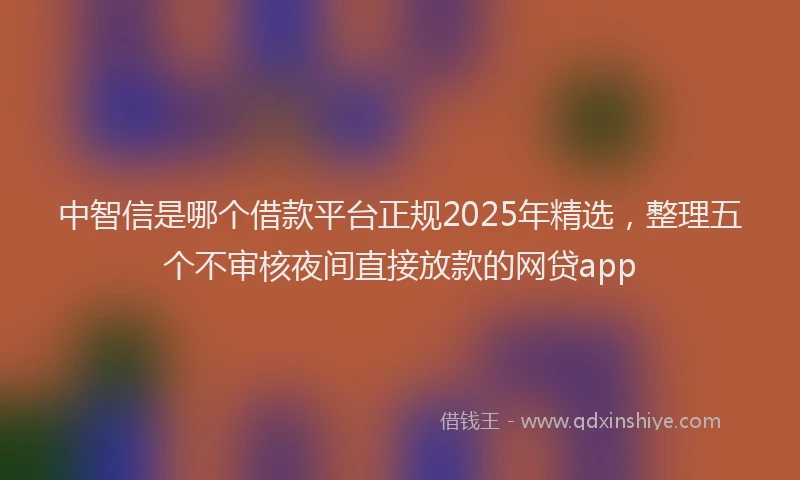中智信是哪个借款平台正规2025年精选，整理五个不审核夜间直接放款的网贷app