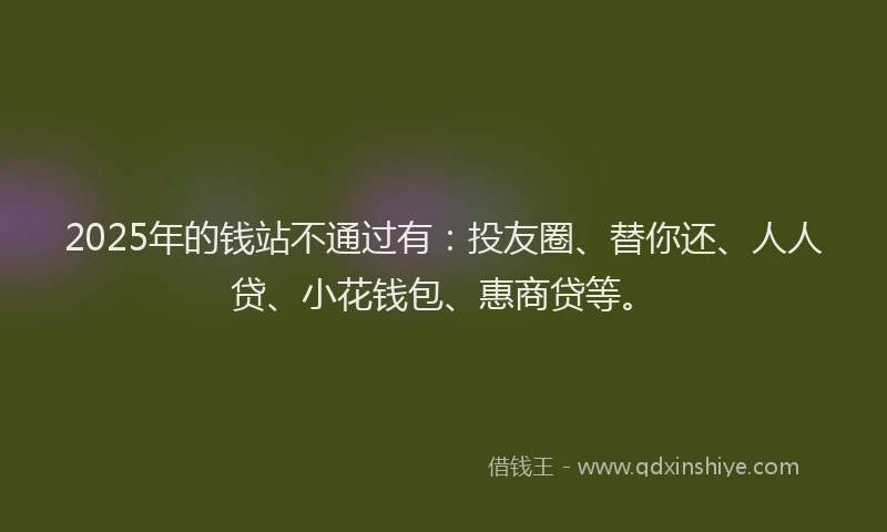 2025年的钱站不通过有：投友圈、替你还、人人贷、小花钱包、惠商贷等。