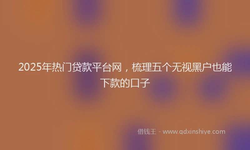 2025年热门贷款平台网，梳理五个无视黑户也能下款的口子