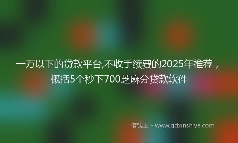 一万以下的贷款平台,不收手续费的2025年推荐，概括5个秒下700芝麻分贷款软件
