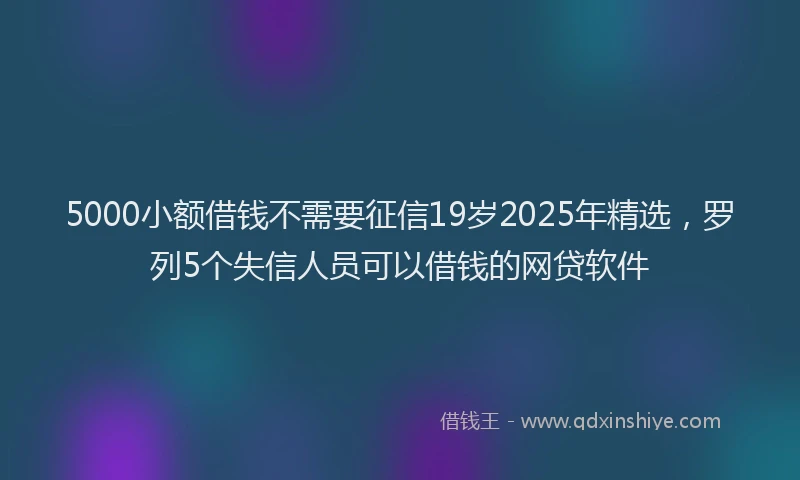 5000小额借钱不需要征信19岁2025年精选，罗列5个失信人员可以借钱的网贷软件