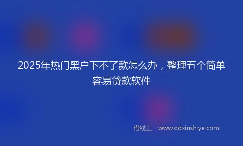 2025年热门黑户下不了款怎么办，整理五个简单容易贷款软件