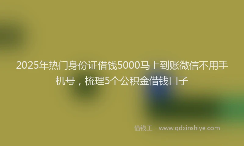 2025年热门身份证借钱5000马上到账微信不用手机号，梳理5个公积金借钱口子