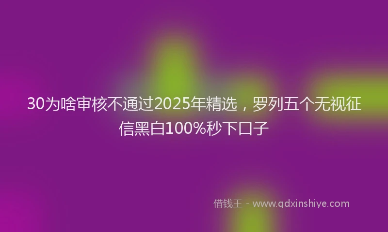 30为啥审核不通过2025年精选，罗列五个无视征信黑白100%秒下口子