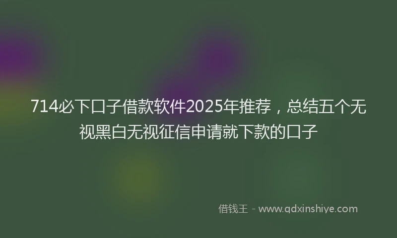 714必下口子借款软件2025年推荐，总结五个无视黑白无视征信申请就下款的口子