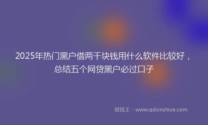 2025年热门黑户借两千块钱用什么软件比较好，总结五个网贷黑户必过口子