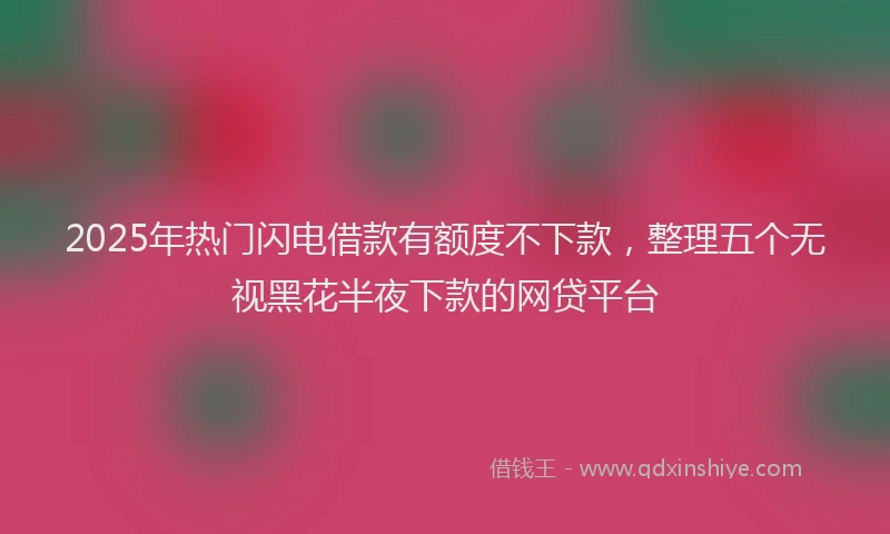 2025年热门闪电借款有额度不下款，整理五个无视黑花半夜下款的网贷平台
