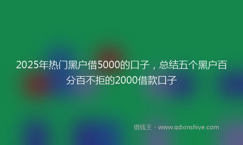 2025年热门黑户借5000的口子，总结五个黑户百分百不拒的2000借款口子