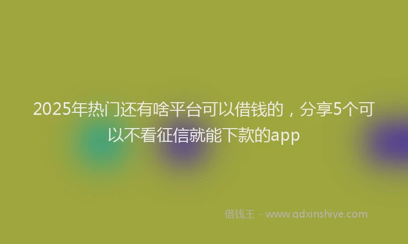 2025年热门还有啥平台可以借钱的，分享5个可以不看征信就能下款的app