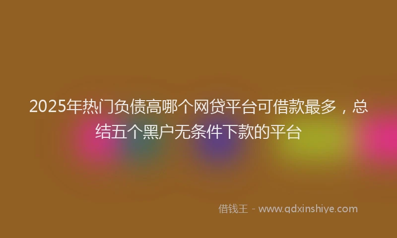 2025年热门负债高哪个网贷平台可借款最多，总结五个黑户无条件下款的平台