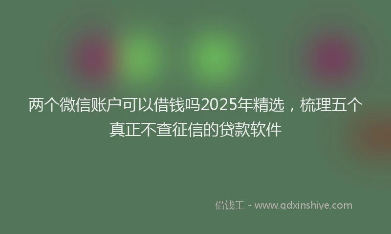 两个微信账户可以借钱吗2025年精选，梳理五个真正不查征信的贷款软件