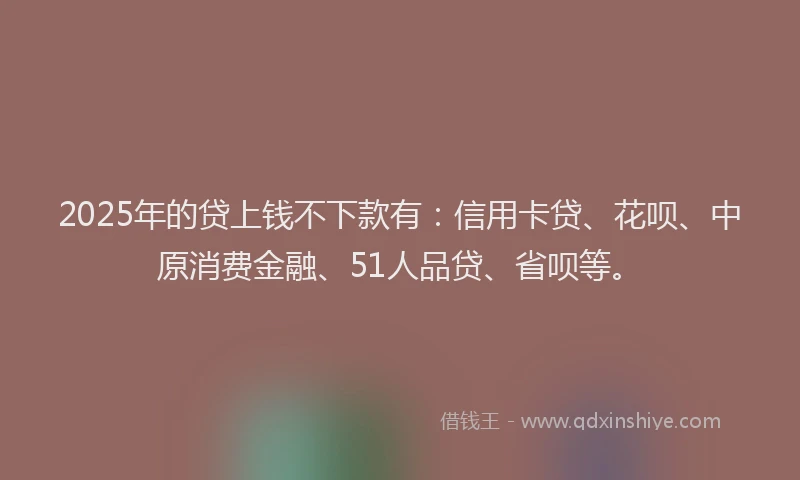 2025年的贷上钱不下款有：信用卡贷、花呗、中原消费金融、51人品贷、省呗等。