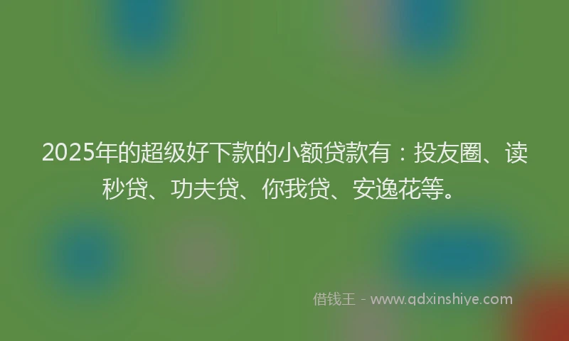 2025年的超级好下款的小额贷款有：投友圈、读秒贷、功夫贷、你我贷、安逸花等。
