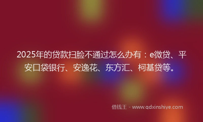 2025年的贷款扫脸不通过怎么办有：e微贷、平安口袋银行、安逸花、东方汇、柯基贷等。