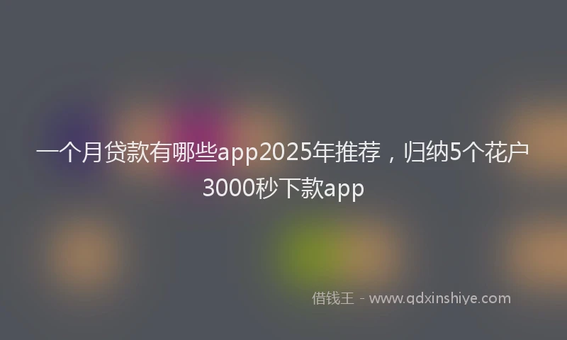 一个月贷款有哪些app2025年推荐，归纳5个花户3000秒下款app