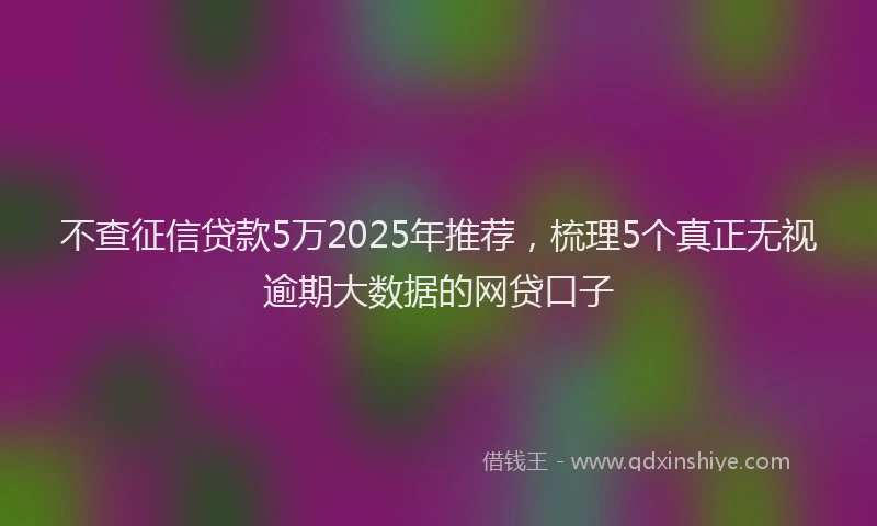 不查征信贷款5万2025年推荐，梳理5个真正无视逾期大数据的网贷口子