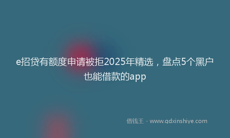 e招贷有额度申请被拒2025年精选，盘点5个黑户也能借款的app