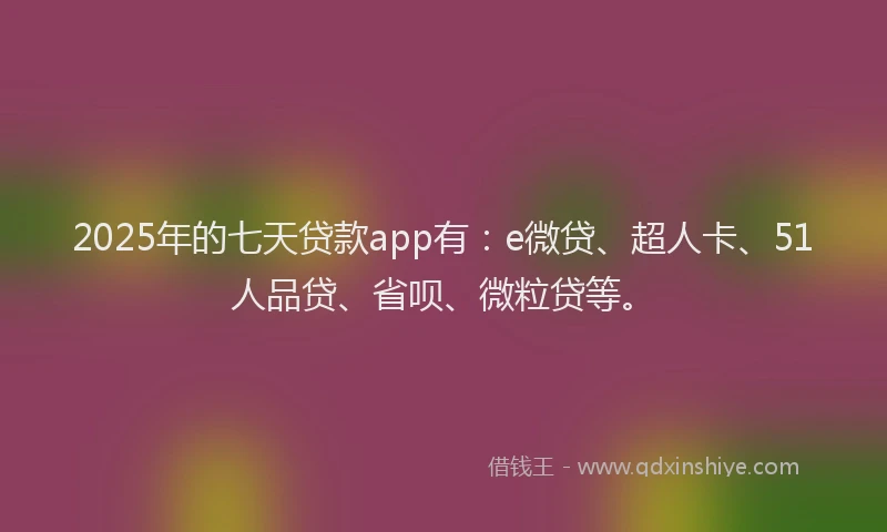 2025年的七天贷款app有：e微贷、超人卡、51人品贷、省呗、微粒贷等。