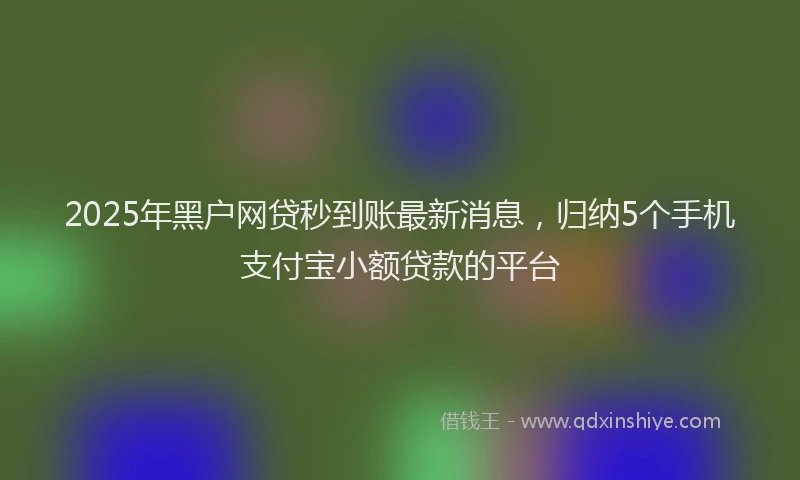 2025年黑户网贷秒到账最新消息，归纳5个手机支付宝小额贷款的平台