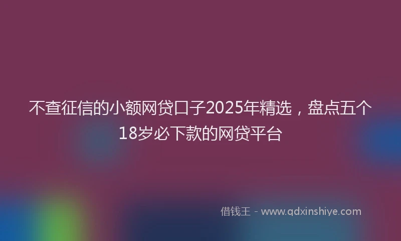 不查征信的小额网贷口子2025年精选，盘点五个18岁必下款的网贷平台