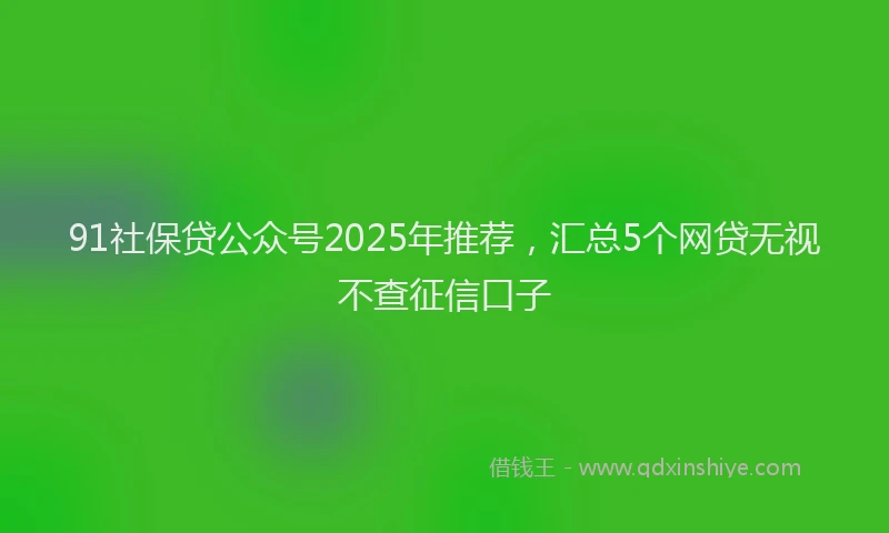 91社保贷公众号2025年推荐，汇总5个网贷无视不查征信口子