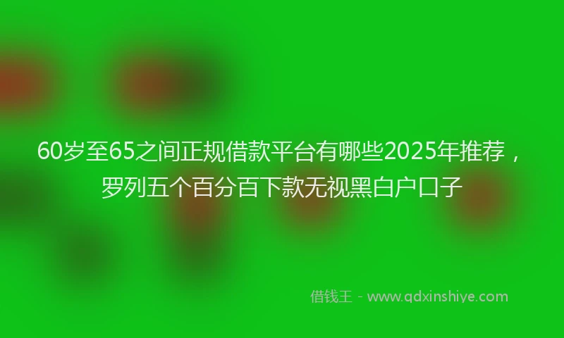 60岁至65之间正规借款平台有哪些2025年推荐，罗列五个百分百下款无视黑白户口子